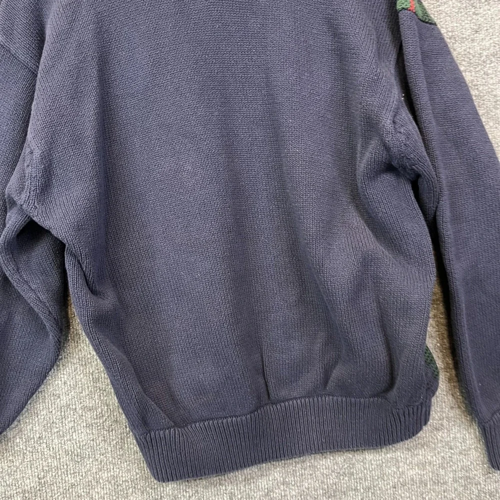 Vintage Tommy Hilfiger Sweater Mens Navy Green Knit Long Sleeve Pullover - Large - Picture 15 of 16